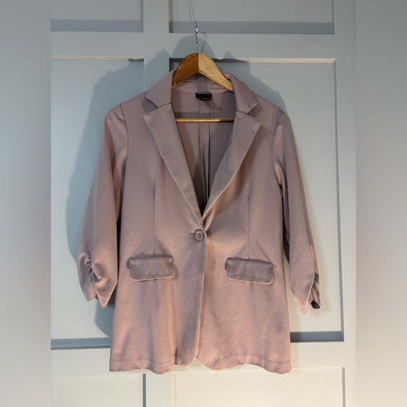Mauve Stretch Blazer With Single Button Closure - Picture 2 of 9